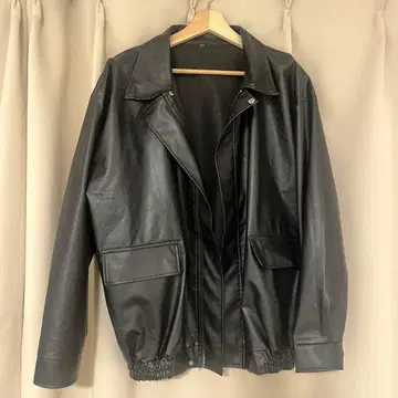 WEGO 오버 사이즈 페이크 가죽 자켓