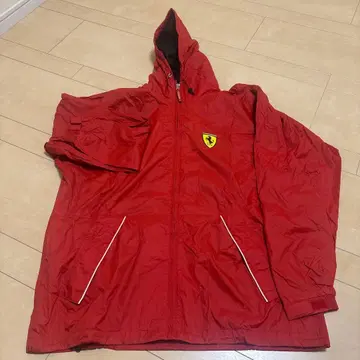 페라리 빨간색 나일론 자켓 후드 부착