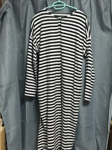 marimekko 롱 원피스 M 화이트 블랙 보더