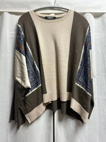 [ 히로코비스 ] 긴팔 니트 풀오버 스카프 패턴 돌먼 실루엣 9