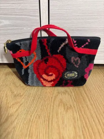 FEILER 꽃무늬 파우치 블랙/레드/핑크