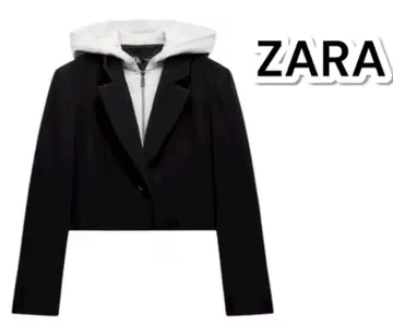 [ ZARA ] 후드 레이어 크롭 테일러드 자켓 여성용
