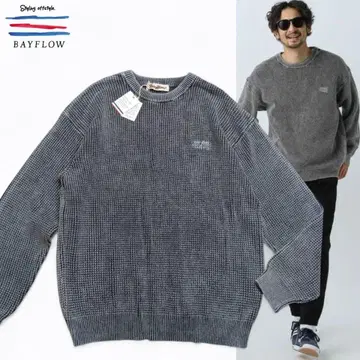 BAYFLOW 페이드 가공 골지 니트 L 베이플로우