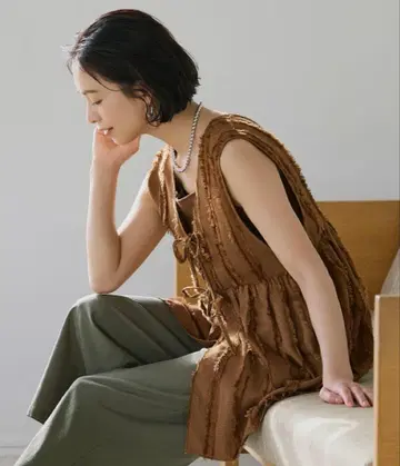 studio CLIP 더블 프론트 프린지 자카드 베스트