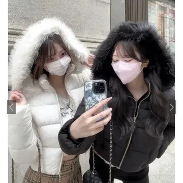 GRL 2Way 후드 부착 퍼 다운 자켓