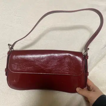 버건디 합성 피혁 숄더백 숄더 빨간색 심플