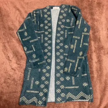 LUXURY BRAND 기하학 패턴 롱 가디건