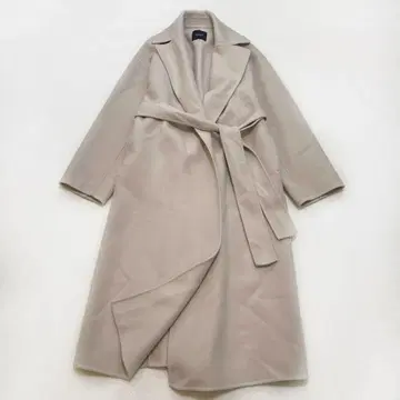 노크 멜톤 롱 리버 코트 벨티드 빅 칼라 여배우 옷깃 A 라인