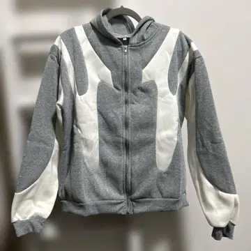 유니크 디자인 집업 후드티 그레이