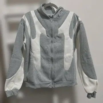 유니크 디자인 집업 후드티 그레이