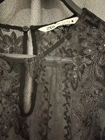 ZARA 블랙 자수 롱 원피스