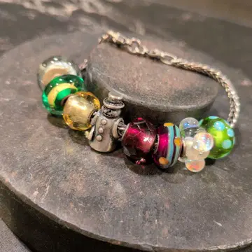 크리스마스 사양 트롤 비즈 팔찌 산타클로스 & 유리 파츠 7개