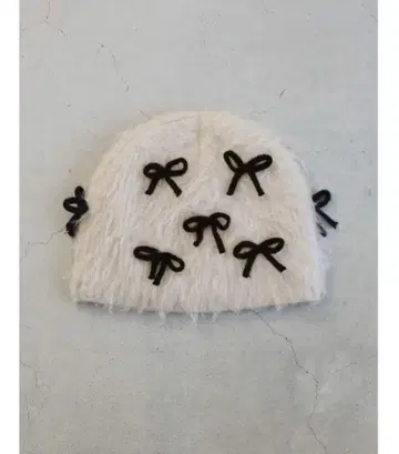 미사용 다리치 리본 니트 비니 화이트