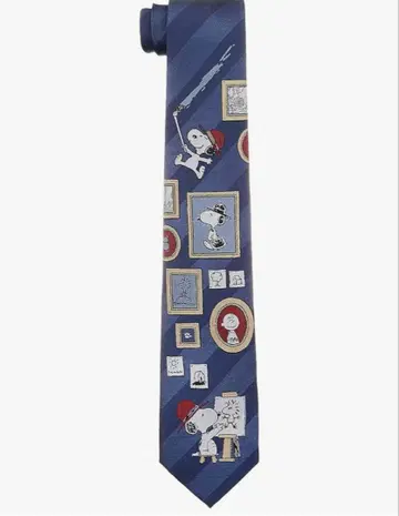스누피 디자인 넥타이 네이비