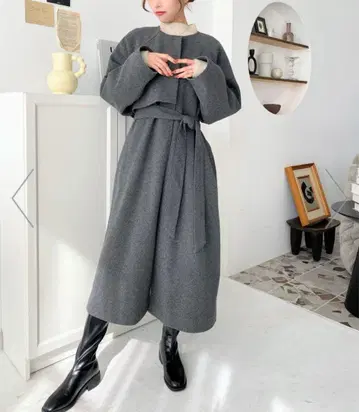 미착용 새상품 충전솜 퀼트로 따뜻해요! 노카라 랩 코트