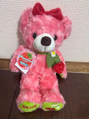 딸기 목걸이 포함 핑크 봉제 인형 지역 한정 베어 시즈오카 스트로