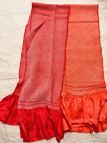 오비 장식 천 2개 빨간색과 주홍색