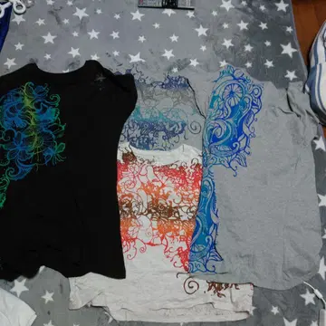 반팔 티셔츠 4장 세트 컬러풀 무늬