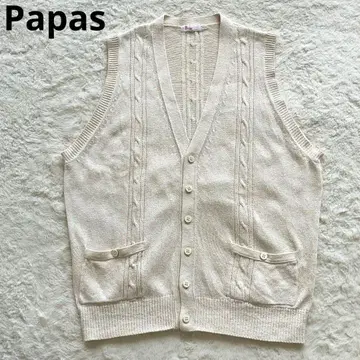 [ 새상품급 ] Papas 파파스 코튼 실크 케이블 베스트 아이보리 L