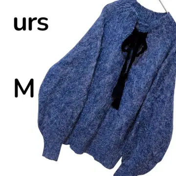 urs M 다크 블루 리본 포함 니트 스웨터