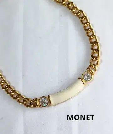 N.91 MONET 골드 체인 목걸이 화이트