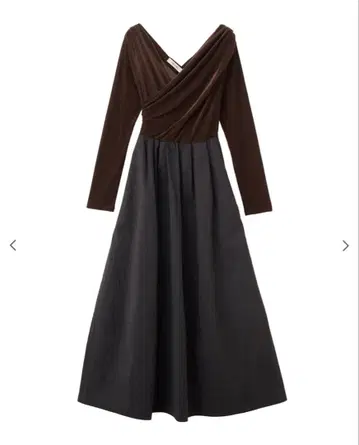 브라운 블랙 V넥 벨로아 도킹 원피스