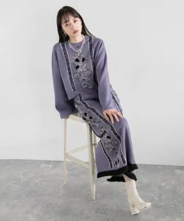 HARE 하레 2P 패턴 니트 스커트 셋업