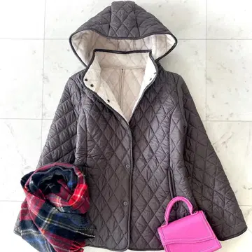 새상품급 카파 워셔블 퀼팅 코트 보아 후드 부착 최근 40