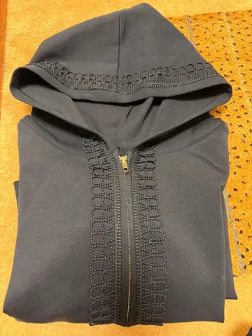 치카자와 레이스 네이비 후드 부착 후드티 프리 사이즈