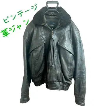 빈티지 블랙 가죽 자켓 퍼 포함