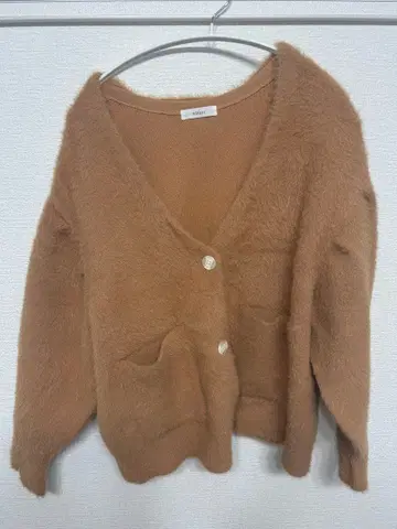 hinari 샤기 니트 가디건 오렌지