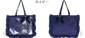 백참 포함 프릴 토트백 코듀로이 네이비 A3 이타백