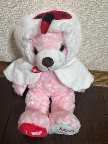 핑크색 후드 부착 봉제 인형 지역 한정 베어 니가타 두루미