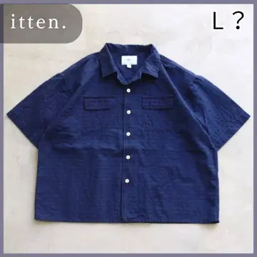 [ 택 포함 미사용 ] 반팔 셔츠 블루 보더 일본제 L