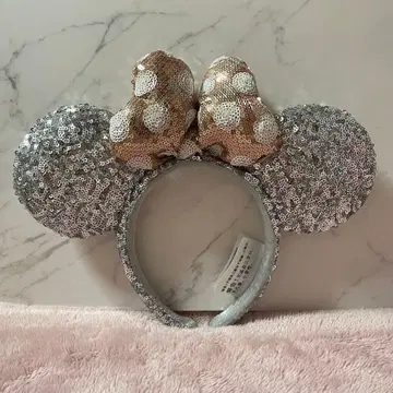 디즈니 머리띠 실버 스팽글
