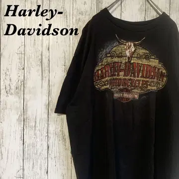 [레어] 할리데이비슨 반팔 티셔츠 양면 프린트 블랙 XL 구제 의류