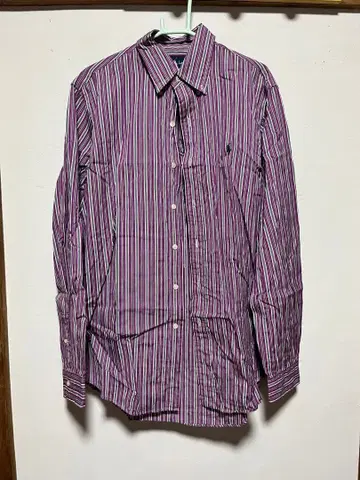 랄프 로렌 스트라이프 셔츠 자수 보라색