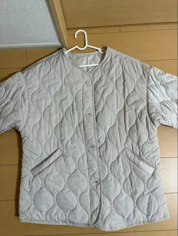 퀼팅 베이지 자켓 사이드 포켓