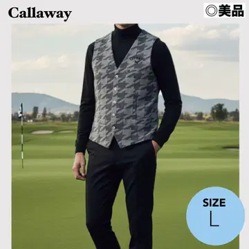 새상품급 Callaway 하운드투스 패턴 골프 베스트 L 캘러웨이 라운드