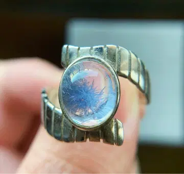 W2602 고품질 일륜화 듀모르티에 라이트 인 쿼츠 실버 반지