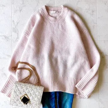 컨디션 최상 갸루비 파인 울 크루넥 풀오버 라이트 핑크 S