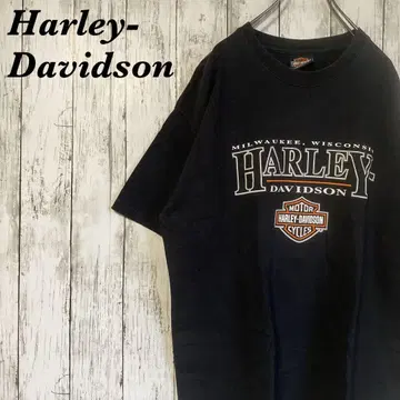 [ 레어 ] 할리데이비슨 반팔 T셔츠 양면 프린트 블랙 L 구제 의류