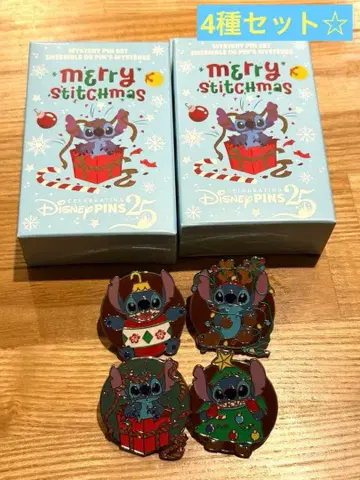 4종 세트 스티치 크리스마스 핀 배지