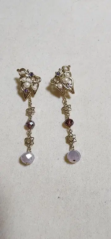 엘레강트한 나비형 펄 크리스탈 귀걸이