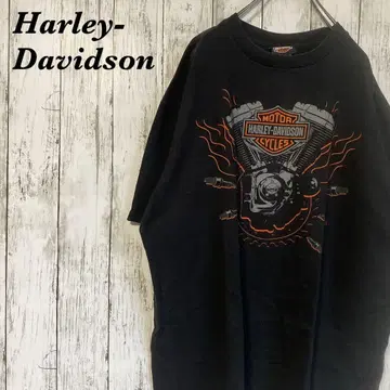 [레어] 할리데이비슨 반팔 티셔츠 양면 프린트 블랙 XL 구제 의류