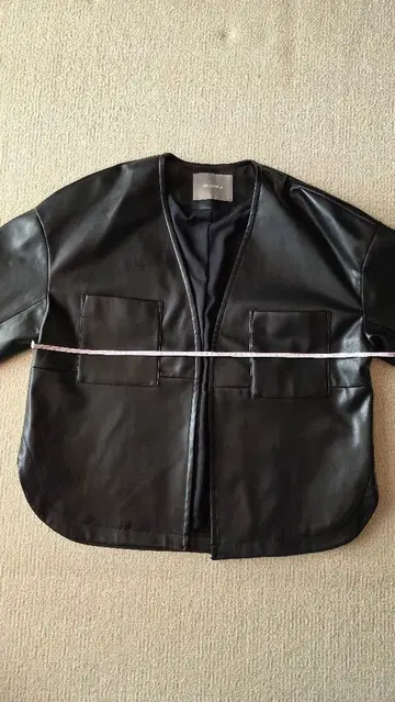 블랙 가죽 자켓 포켓 부착 택 포함 미사용 새상품