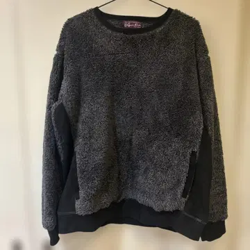 Grass Richs 그레이 플리스 크루넥 스웨터