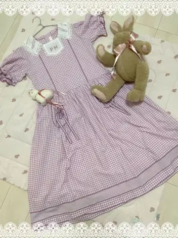 *깅엄 체크 로고 원피스*