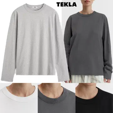 TEKLA 그레이 롱 슬리브 T셔츠