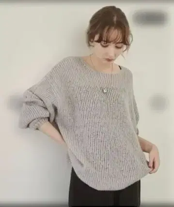 [ 새상품 ] ANGIE 시스루 짜임 로우게이지 니트 그레이